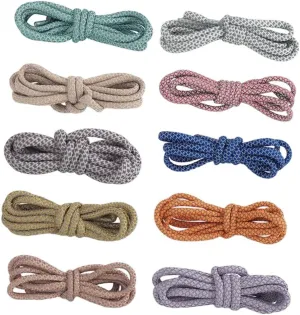 VALICLUD 140cm Round Braided Reflective Shoelaces 10 Pairs for Sneakers Sports Shoes Night Running Safety Random Color