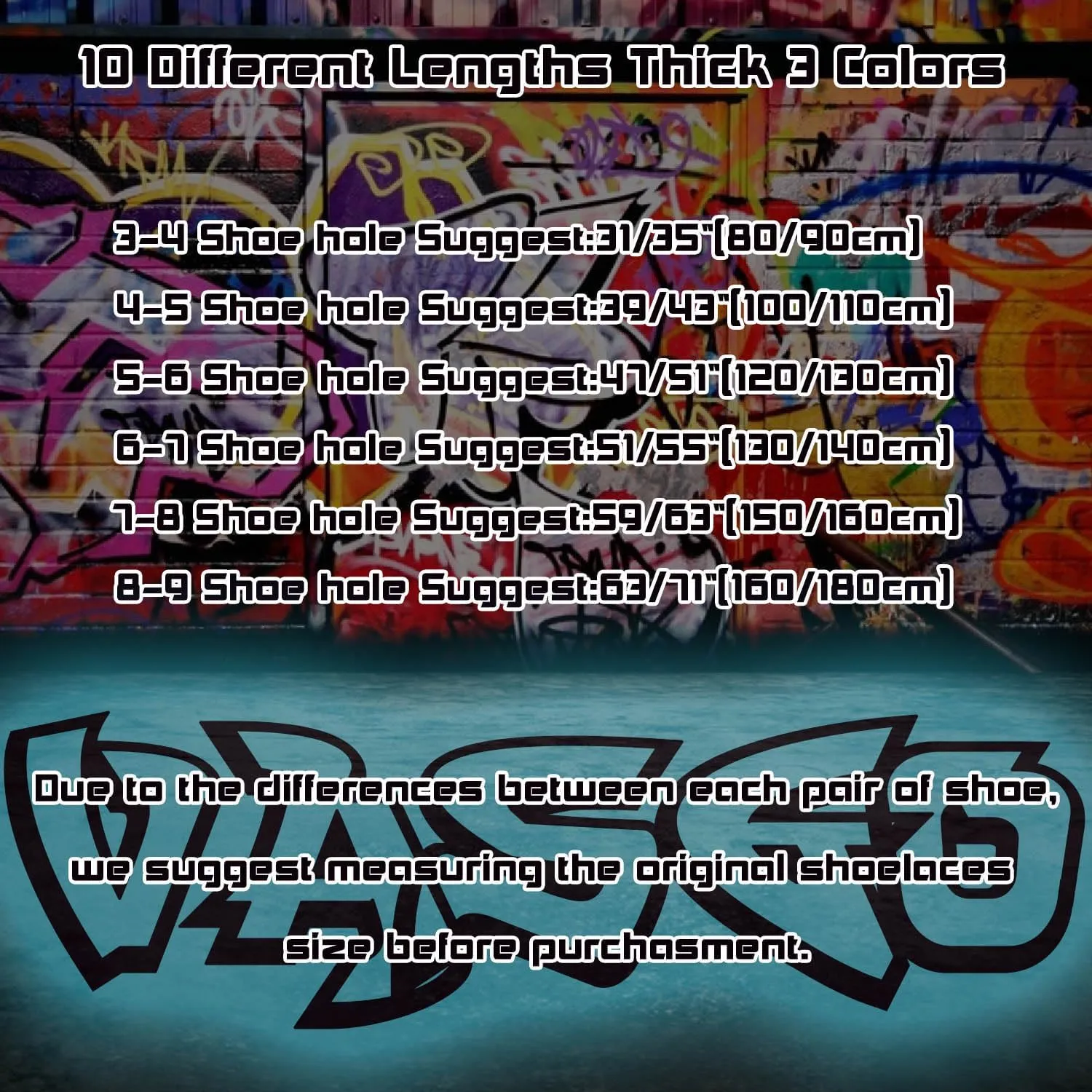 VASGO Flat Shoe Laces Hip Hop Graffiti Style