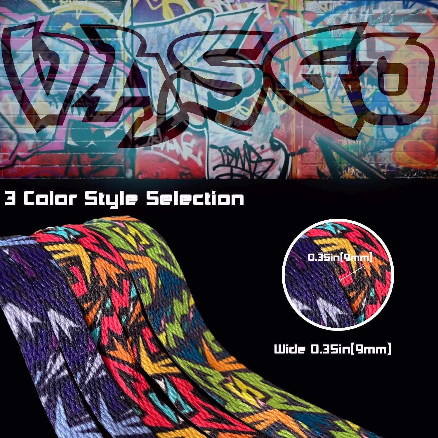 VASGO Flat Shoe Laces Hip Hop Graffiti Style