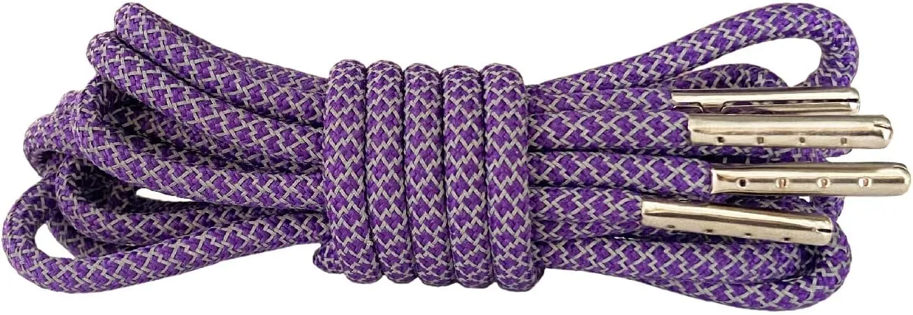 VASGO Iron Head Round Shoe Laces Reflective for Sneakers 10 Different Lengths 12 Colors