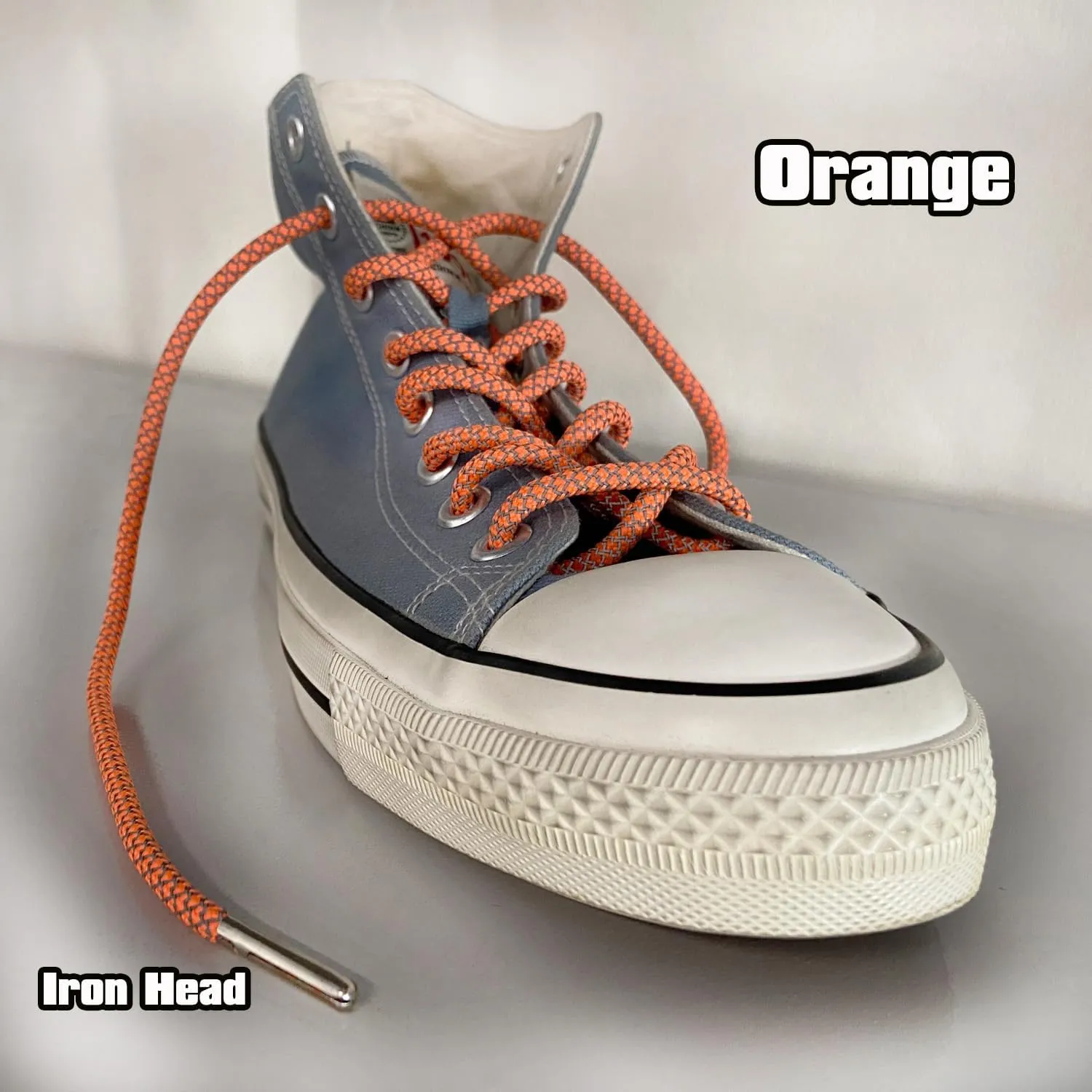 VASGO Iron Head Round Shoe Laces Reflective for Sneakers 10 Different Lengths 12 Colors