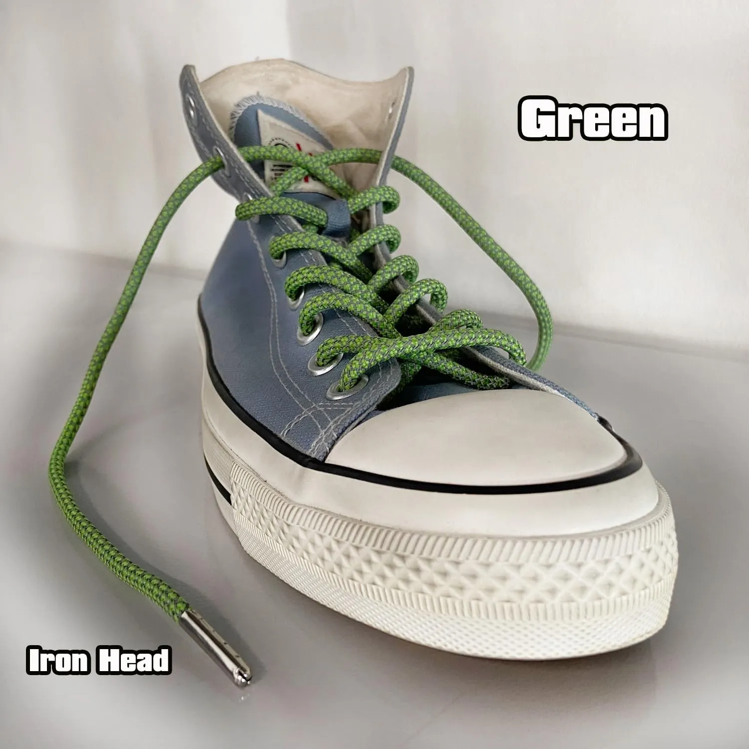 VASGO Iron Head Round Shoe Laces Reflective for Sneakers 10 Different Lengths 12 Colors