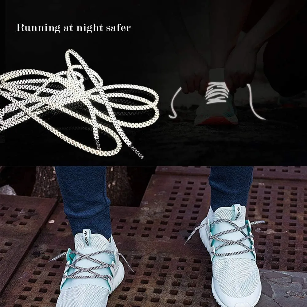 VASGO Iron Head Round Shoe Laces Reflective for Sneakers 10 Different Lengths 12 Colors