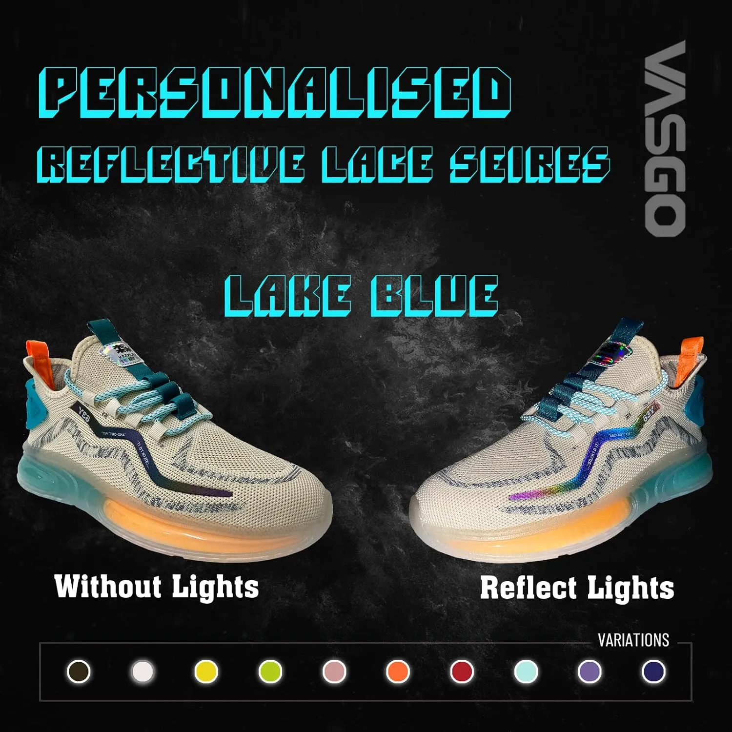 VASGO Round Shoe Laces Reflective for Boots 9 Different Lengths 10 Colors