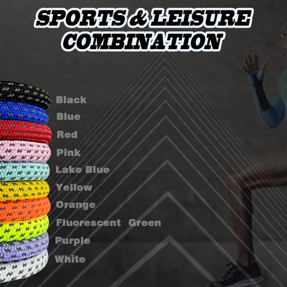 VASGO Round Shoe Laces Reflective for Boots 9 Different Lengths 10 Colors