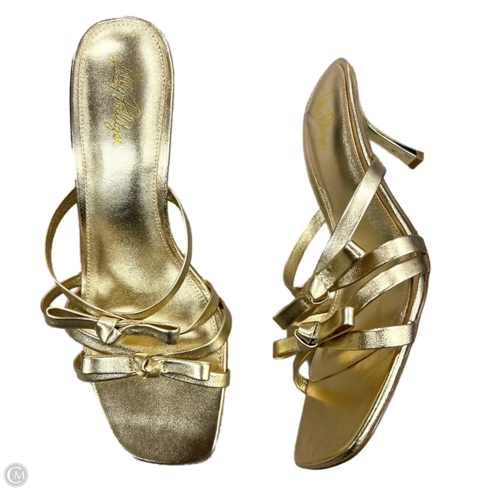 Sandals Designer By Lilly Pulitzer In Gold, Size: 9.5 Grip Strong Abrasion Resistant Outsole