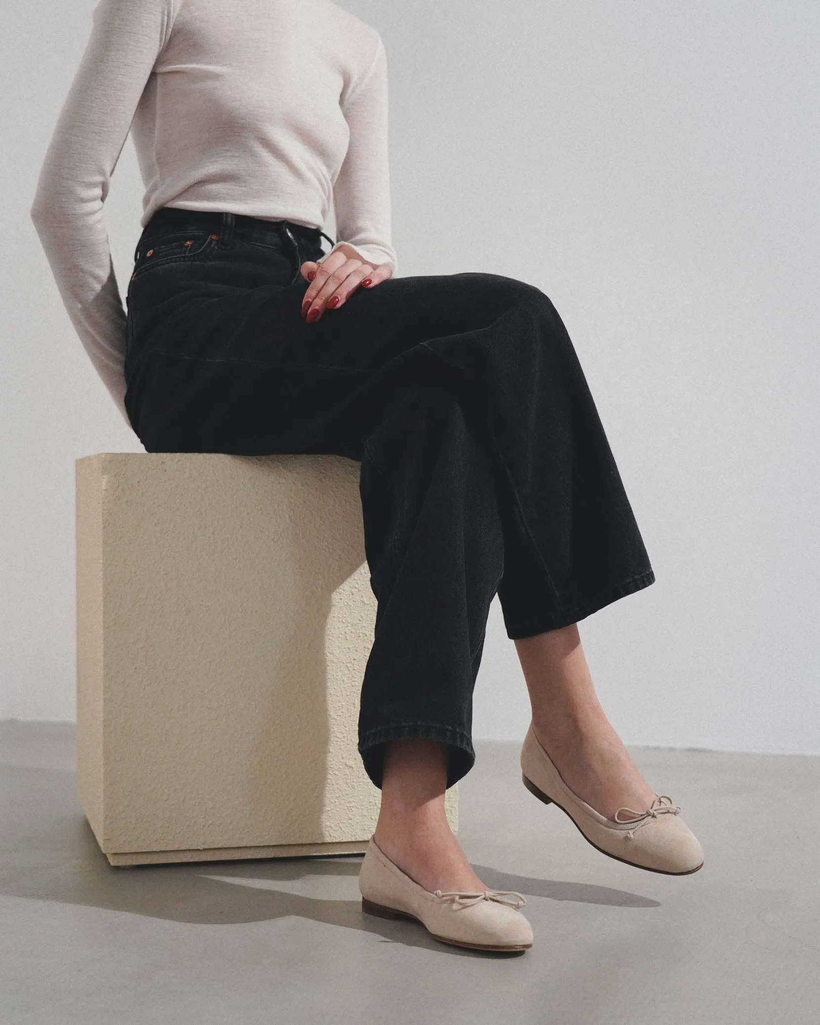 Veralli beige suede ballet flats