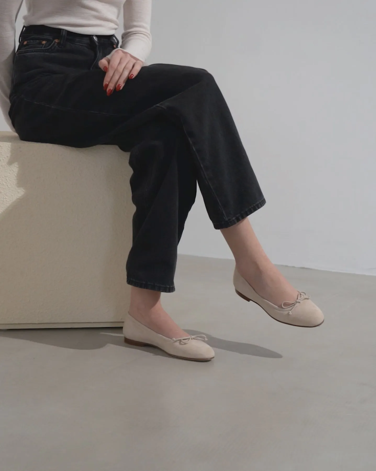 Veralli beige suede ballet flats