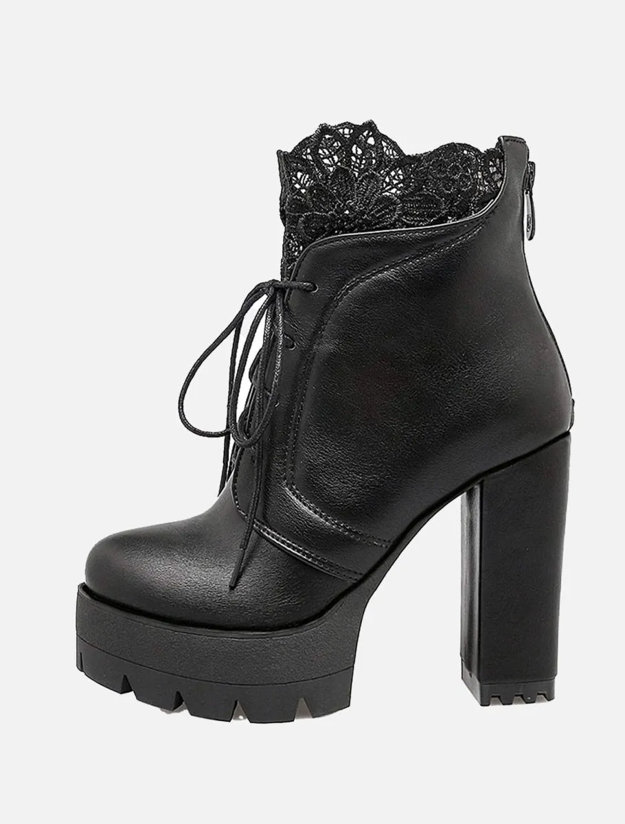 Victorian Lace Up Heels, Platform Heel Boots