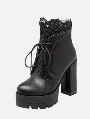 Victorian Lace Up Heels, Platform Heel Boots
