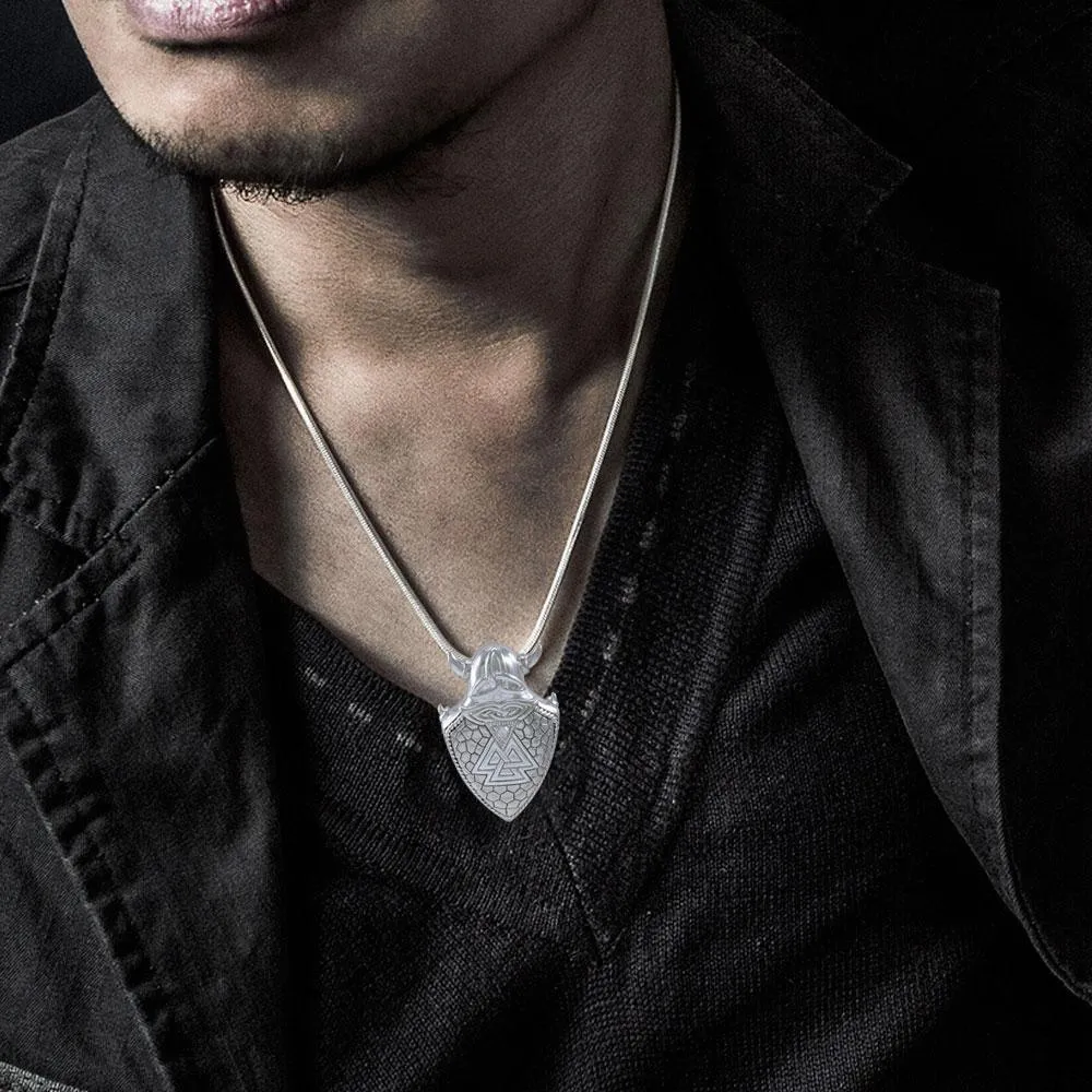 Viking Valknut Shield Silver Pendant TPD4395