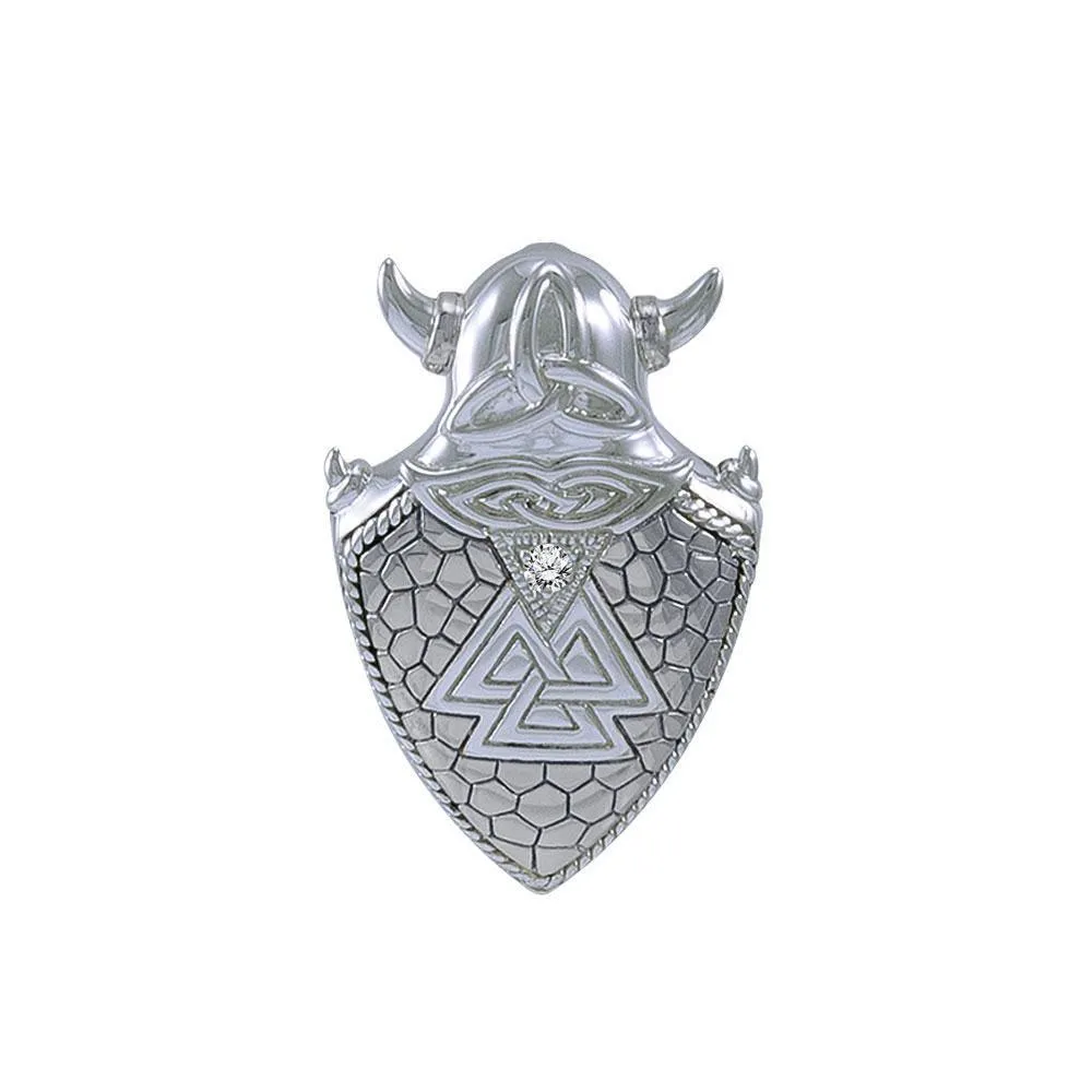 Viking Valknut Shield Silver Pendant TPD4395
