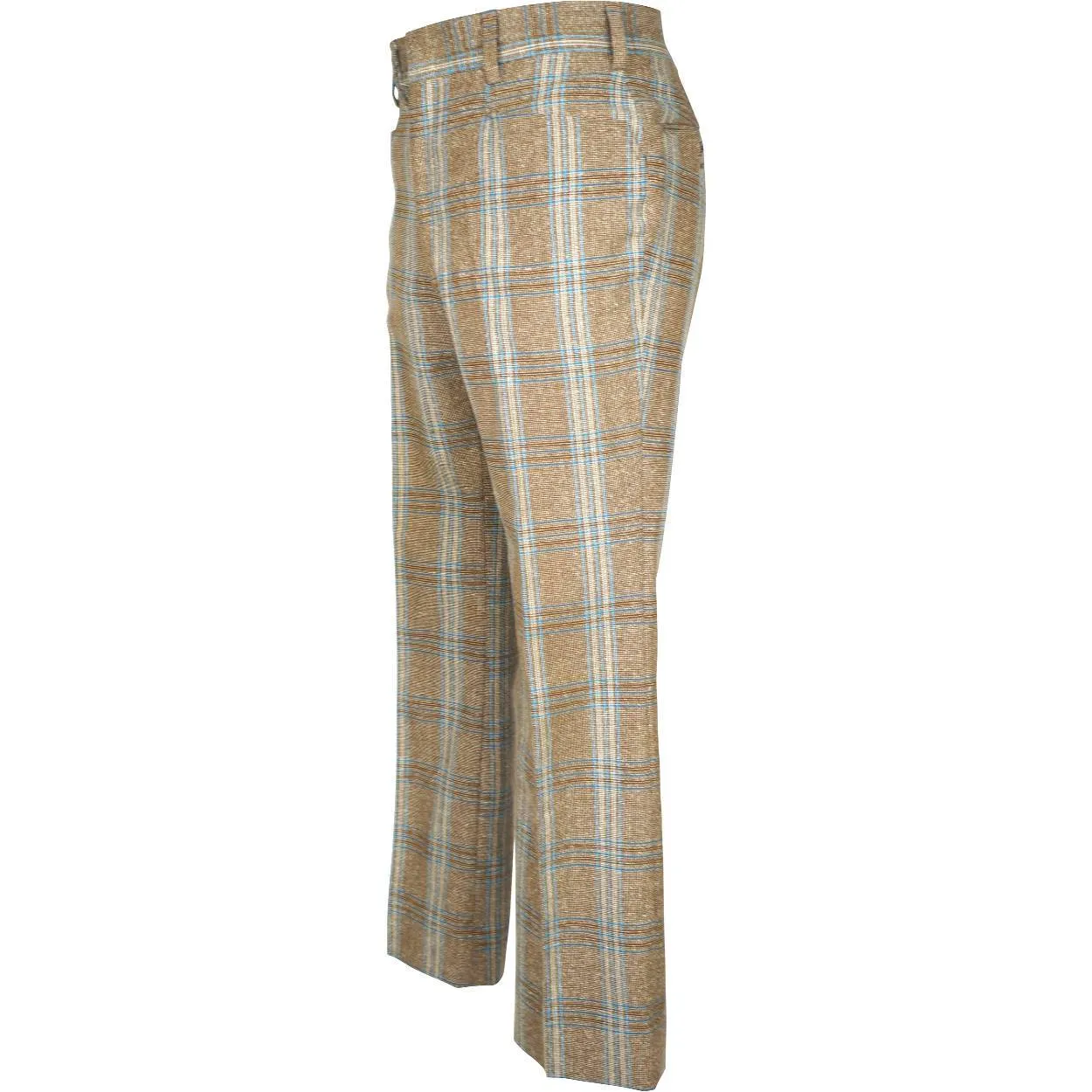 Vintage 1970s Mens Suit Checked Wool Silk Blend Disco Era Size S M