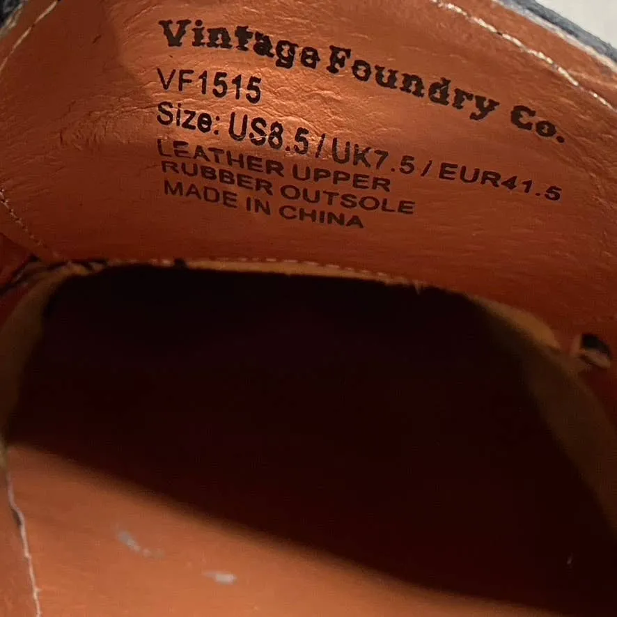 VINTAGE FOUNDRY CO. Men's Black Clark Wingtip Brogue Lace-Up Oxford Shoes SZ 8.5
