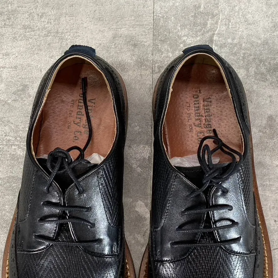 VINTAGE FOUNDRY CO. Men's Black Clark Wingtip Brogue Lace-Up Oxford Shoes SZ 8.5