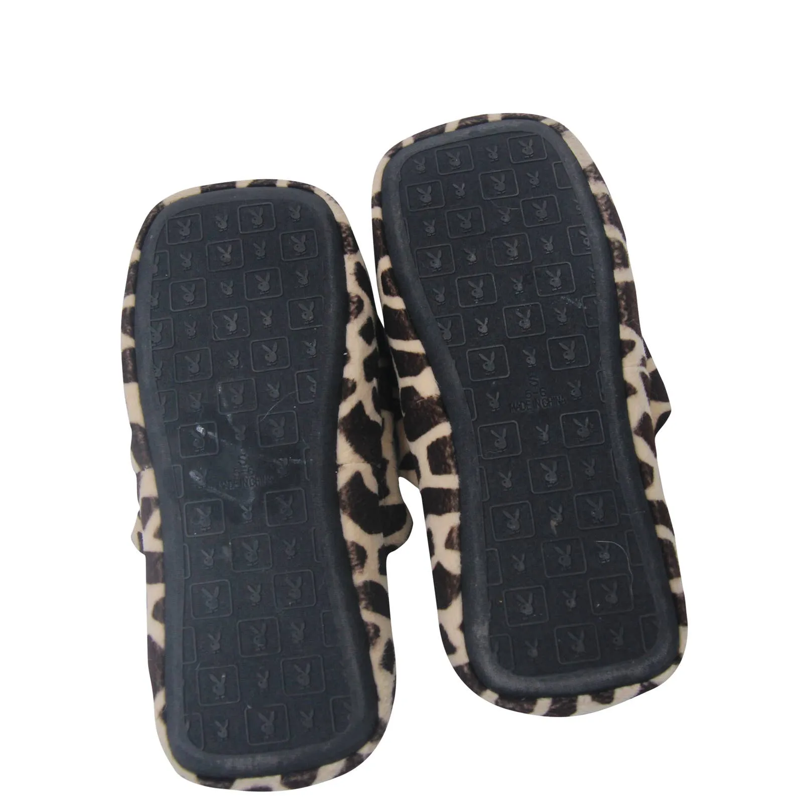 Vintage Y2k Playboy Bunny Platform Cheetah Print Slippers - W5.5