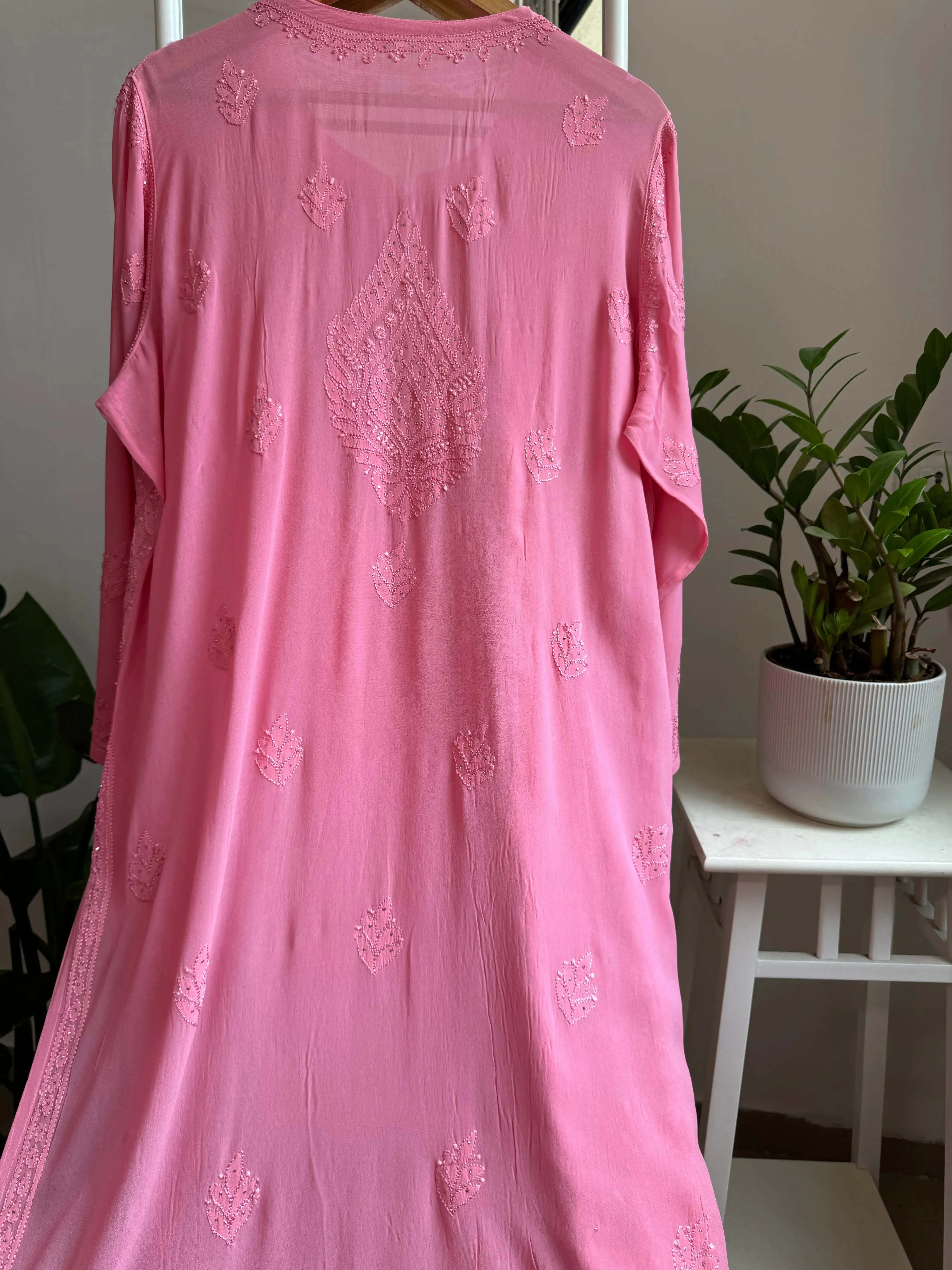 Viscose Kurti with Mukaish Work - Rosewood