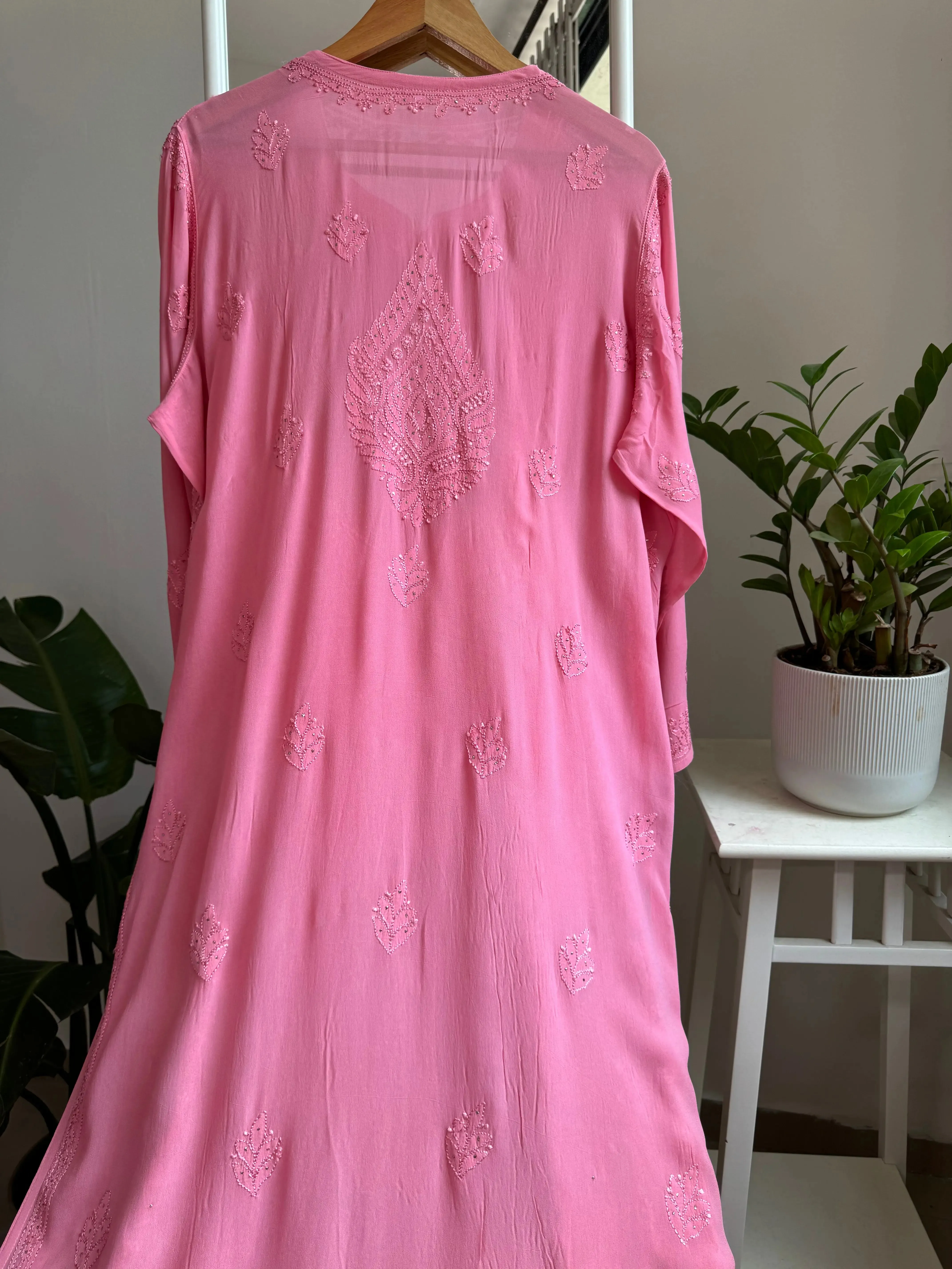 Viscose Kurti with Mukaish Work - Rosewood