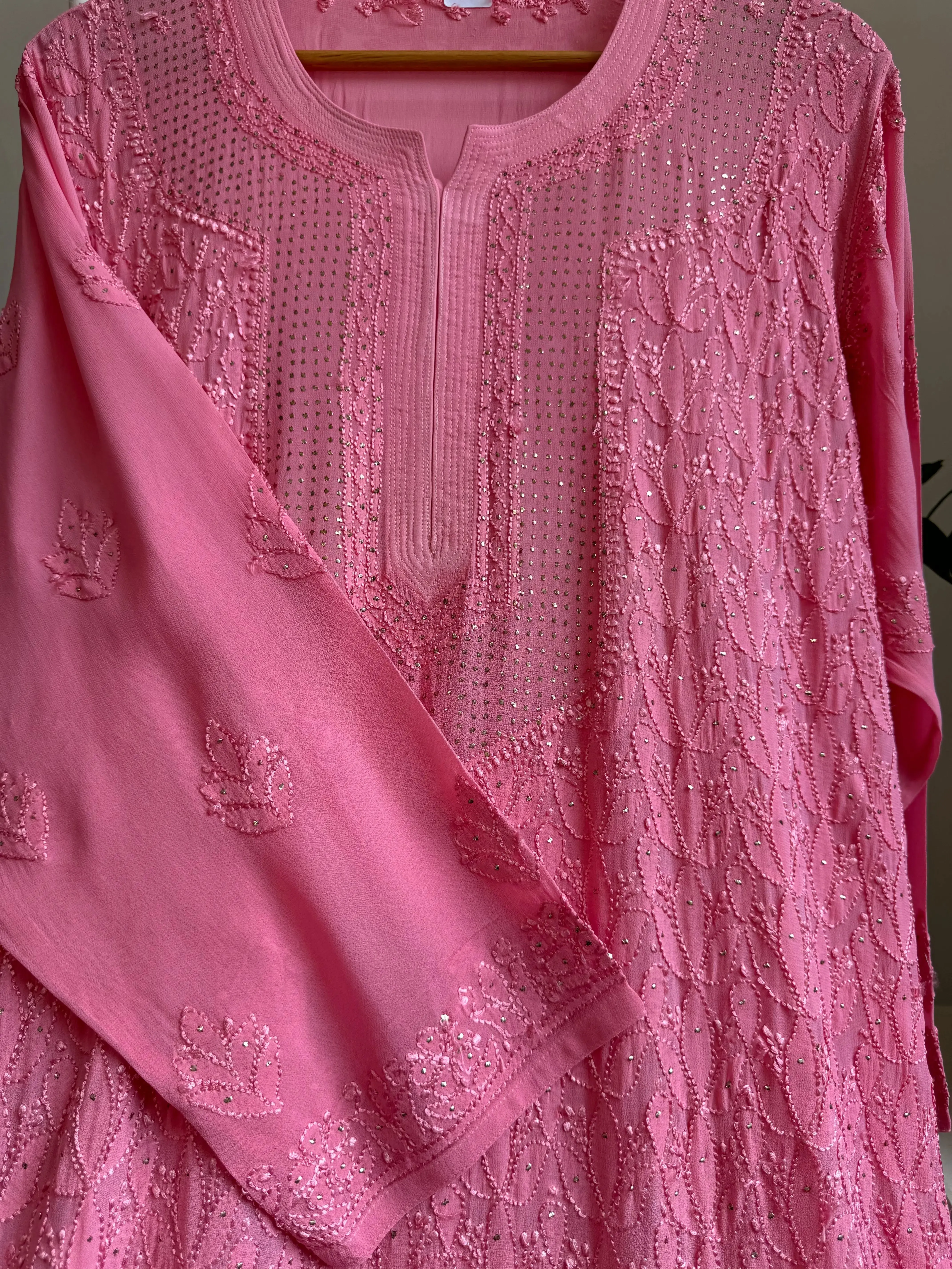 Viscose Kurti with Mukaish Work - Rosewood