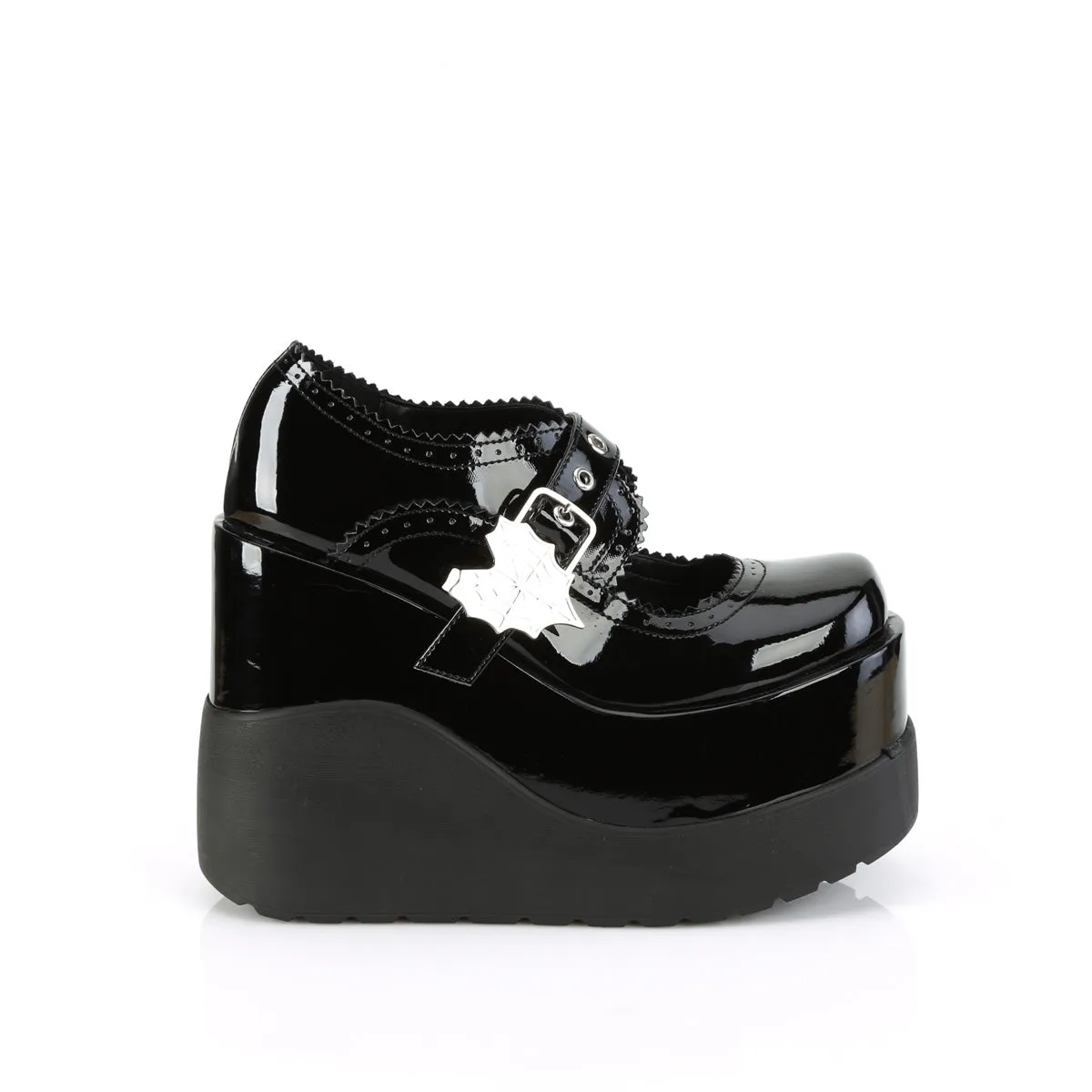 Void 38 Black Patent Platform Mary Jane Platform Shoes Demonia Direct