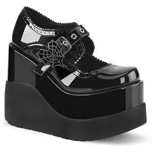 Void 38 Black Patent Platform Mary Jane Platform Shoes Demonia Direct