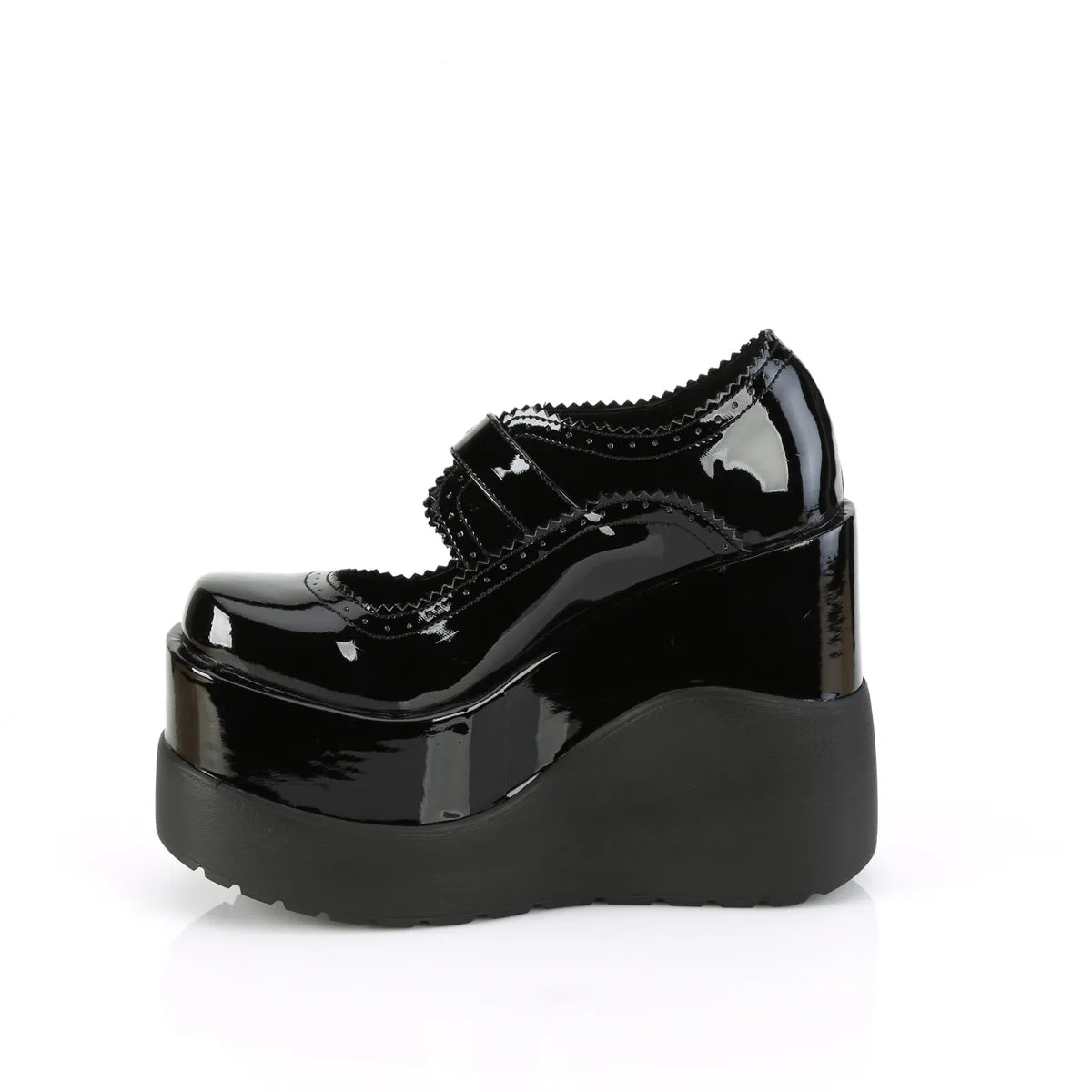 Void 38 Black Patent Platform Mary Jane Platform Shoes Demonia Direct