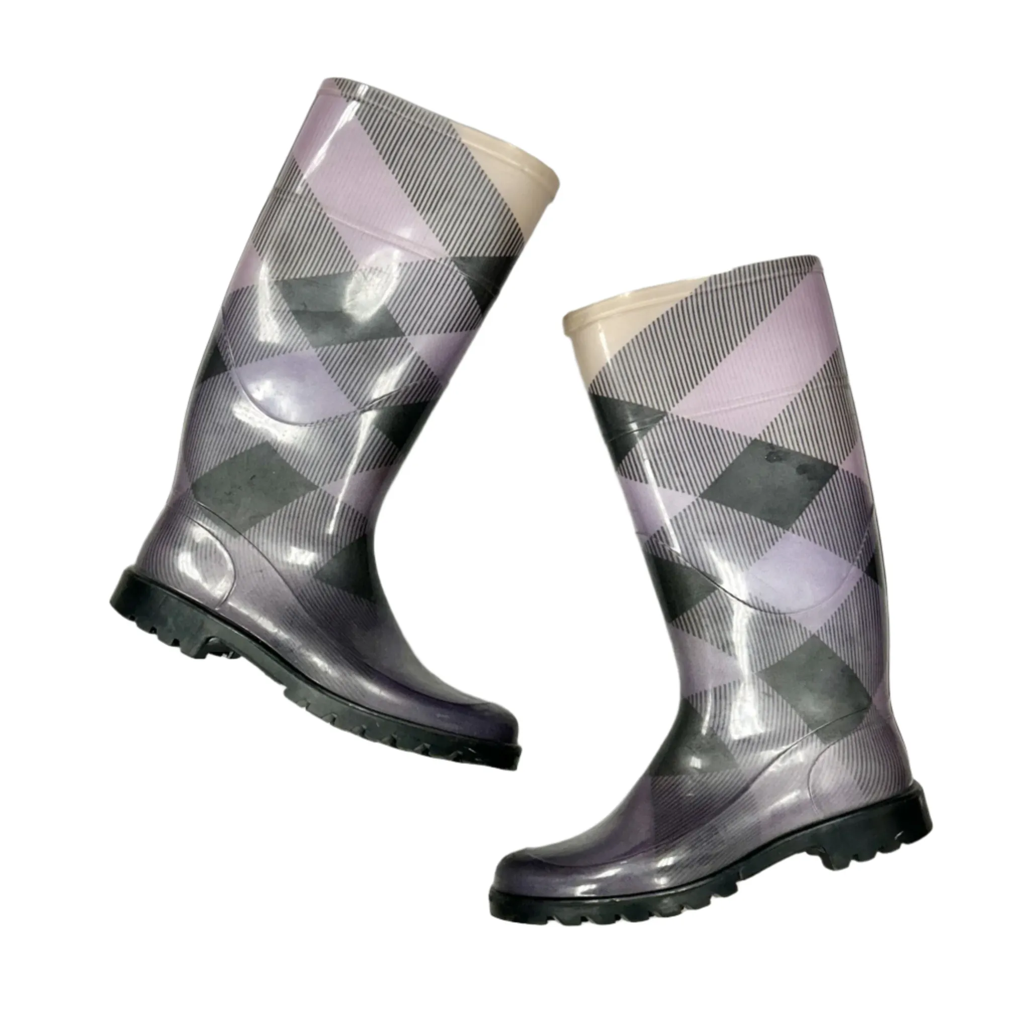 Boots Luxury Designer By Burberry In Black & Purple, Size: 6.5 Japan Neat Breathable mesh design