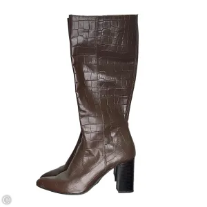 Winter Walk High Shaft Boots Knee Heels By Nasty Gal In Brown, Size: 10