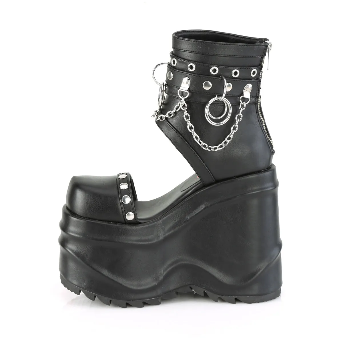 WAVE-22 DemoniaCult Black Vegan Leather Sexy Women's Sandals (Alternative Footwear)
