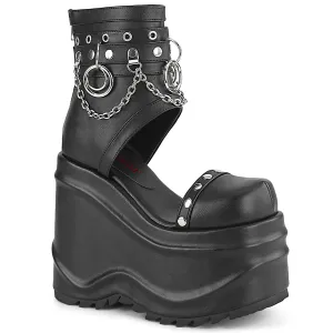 WAVE-22 DemoniaCult Black Vegan Leather Sexy Women's Sandals (Alternative Footwear)