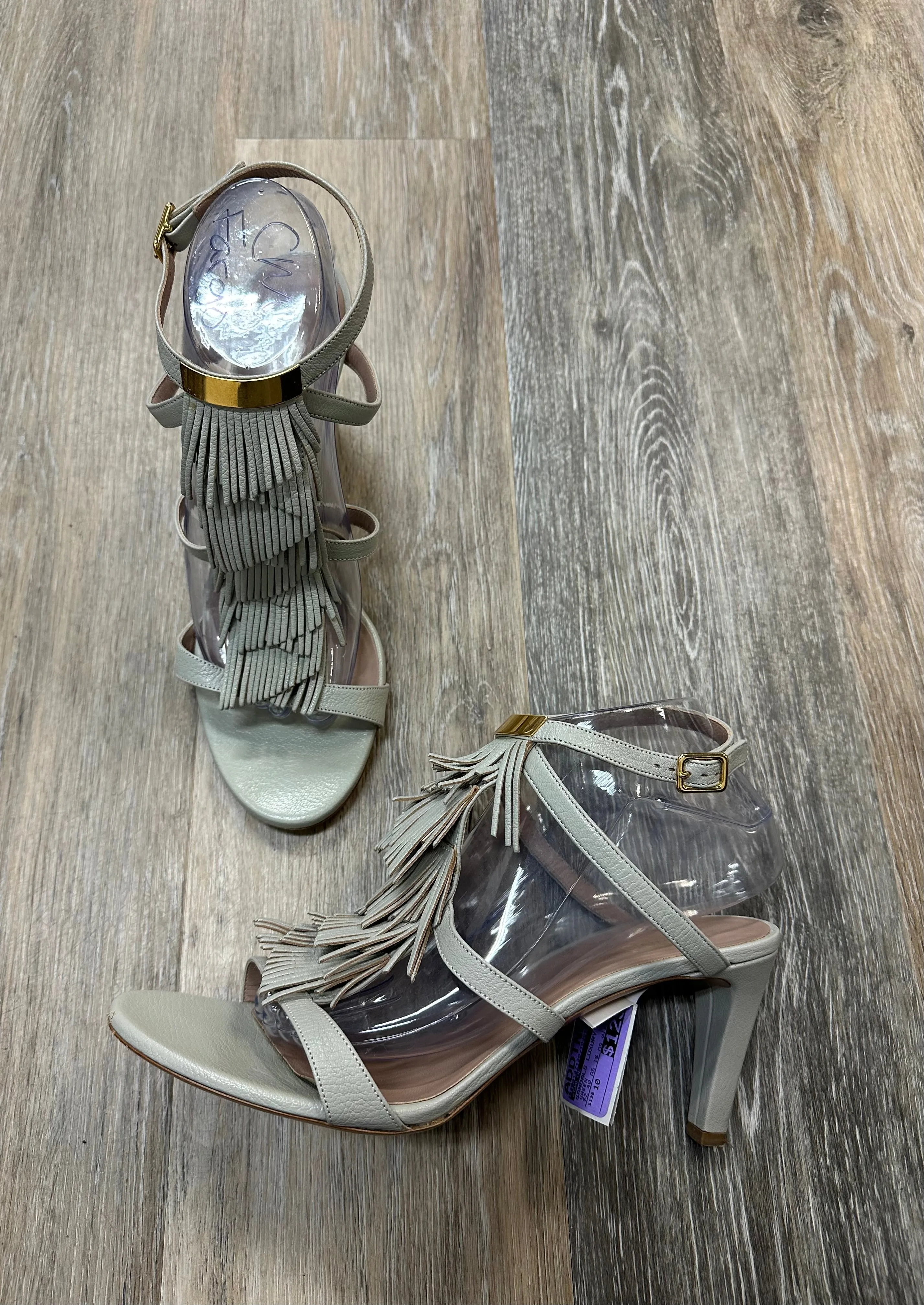 Lace Up Style Sandals Luxury Designer By Chloe In Green, Size: 10(fit like 8.5-9)