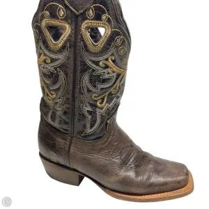Boots Western By  TEXAS COUNTRY In Brown & Gold, Size: 5 Seamless Stitching