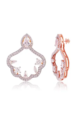 White Round Stone Key Earrings