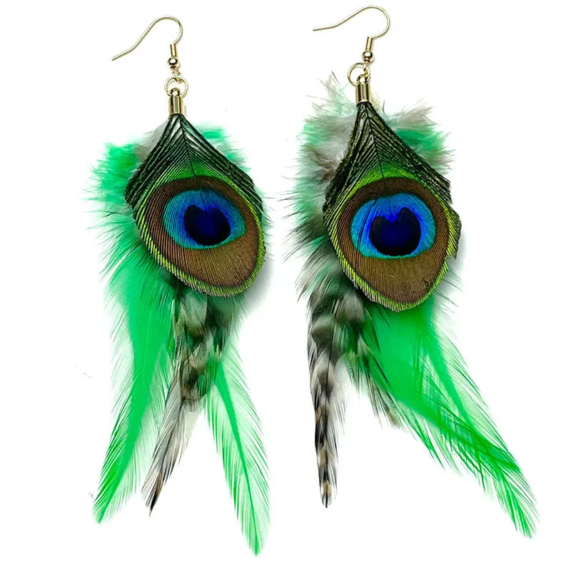 Wholesale Carnival Peacock Feather Earrings