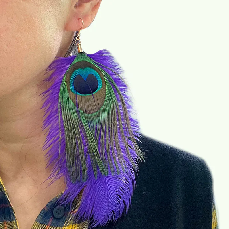 Wholesale Carnival Peacock Feather Earrings
