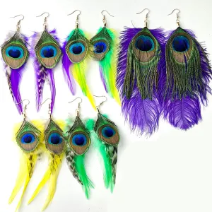 Wholesale Carnival Peacock Feather Earrings