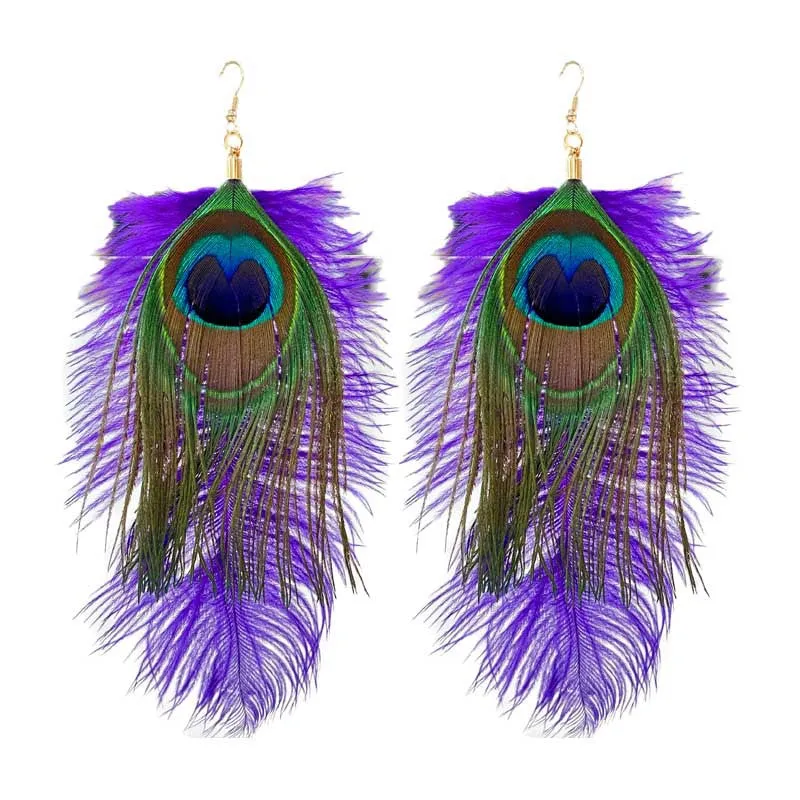 Wholesale Carnival Peacock Feather Earrings