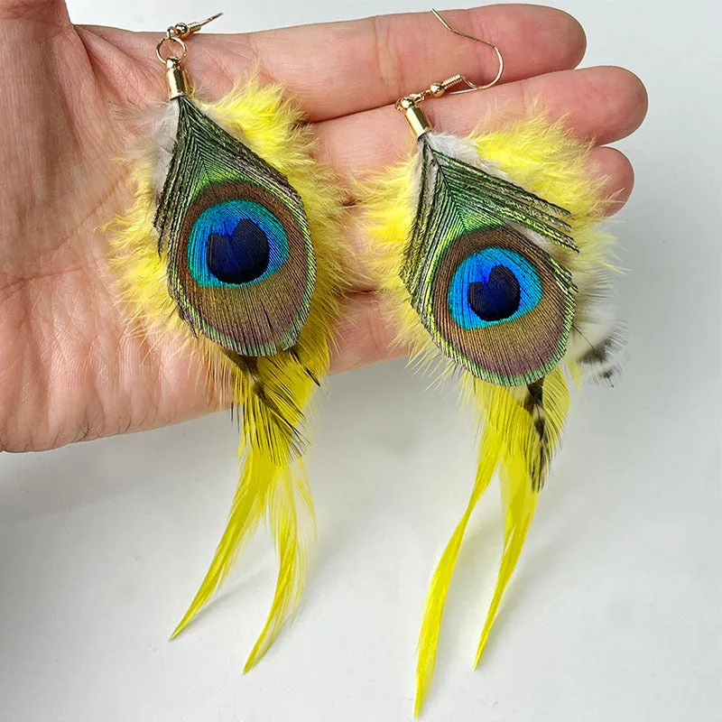 Wholesale Carnival Peacock Feather Earrings