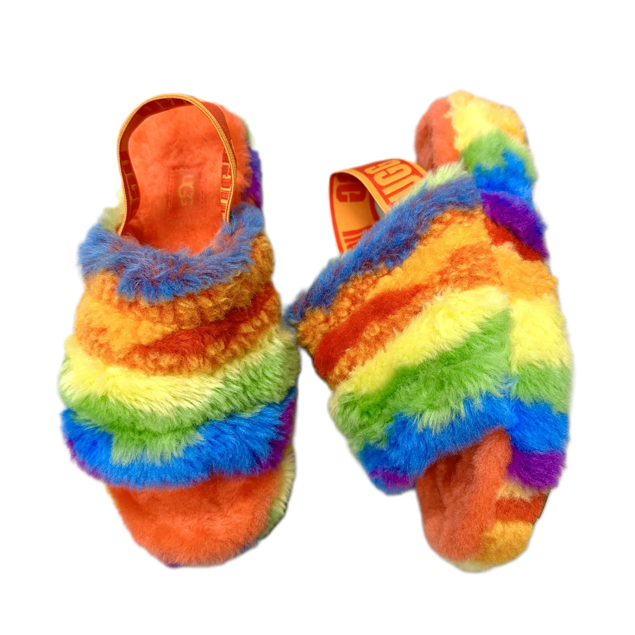 Slippers Designer By Ugg In Rainbow Print, Size: 5 Star Walk
