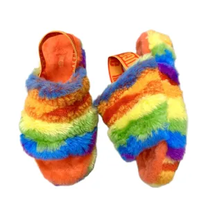 Slippers Designer By Ugg In Rainbow Print, Size: 5 Star Walk