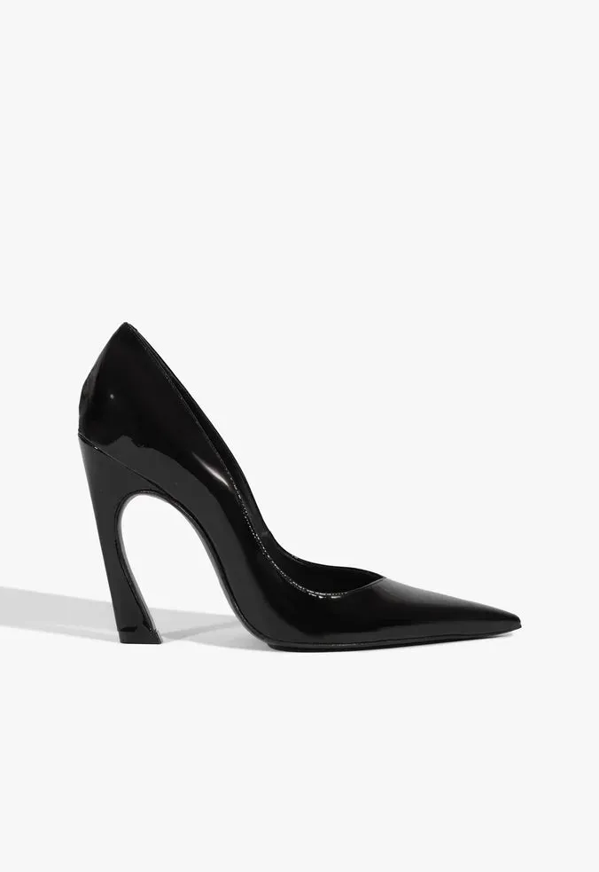 Lexi High Sculptural Black Pump Walking