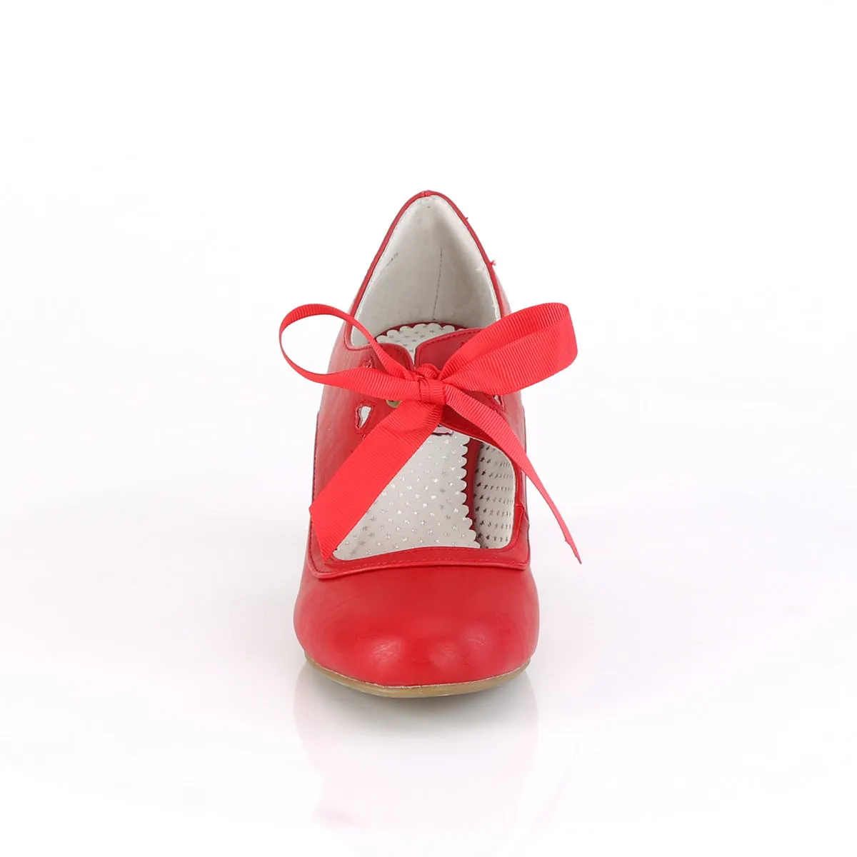 WIGGLE-32 Pin Up Couture Wiggle Red Faux Leather Sexy Single Soles (Retro Heels)