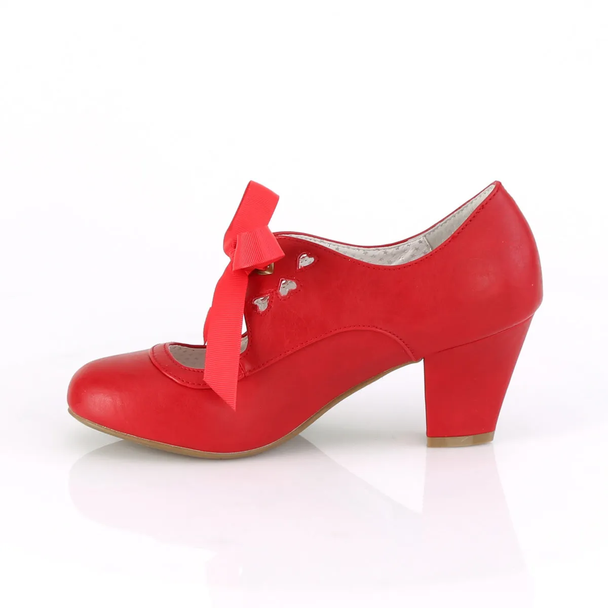 WIGGLE-32 Pin Up Couture Wiggle Red Faux Leather Sexy Single Soles (Retro Heels)