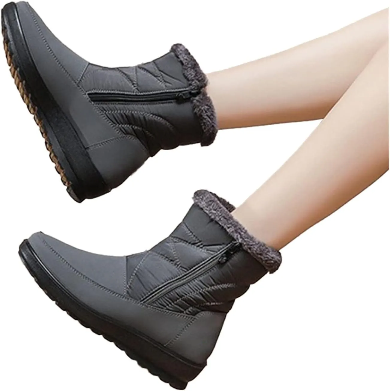 Winter Boots for Women Winter Warm Outdoor Faux Fur Lined Shoes Warm Cozy Short Ankle Booties Lightweight Snow Boot