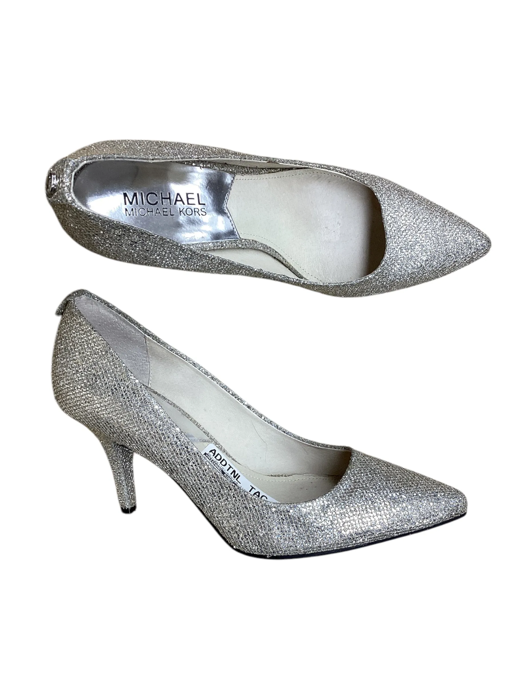 Bunion Friendly Structure Shoes Designer By Michael Kors In Silver, Size: 6.5