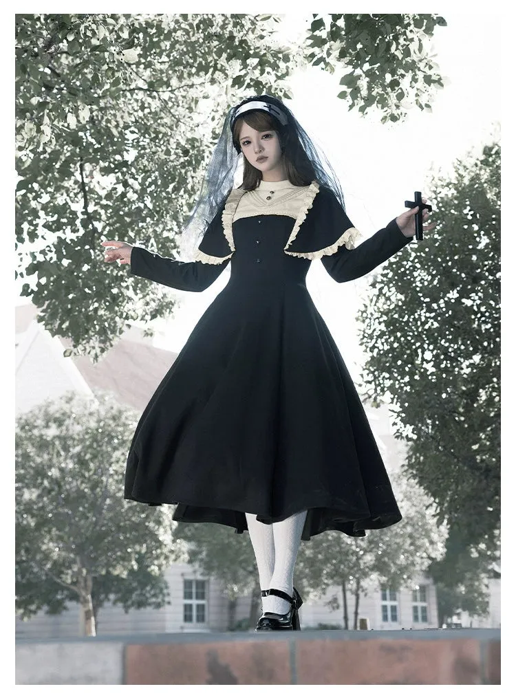 With PUJI~Aria~Gothic Lolita OP Dress Nun Lolita Spring Dress