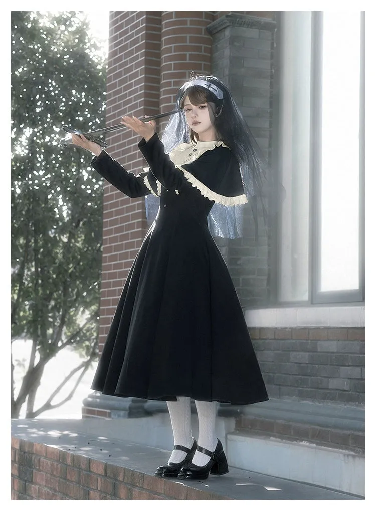 With PUJI~Aria~Gothic Lolita OP Dress Nun Lolita Spring Dress