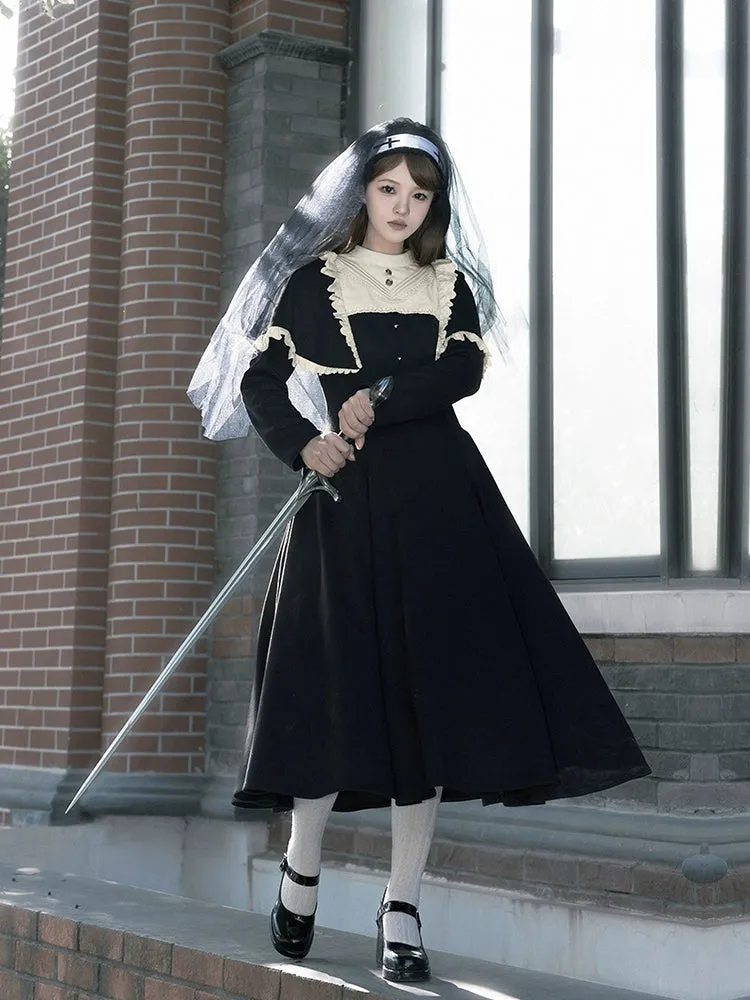 With PUJI~Aria~Gothic Lolita OP Dress Nun Lolita Spring Dress