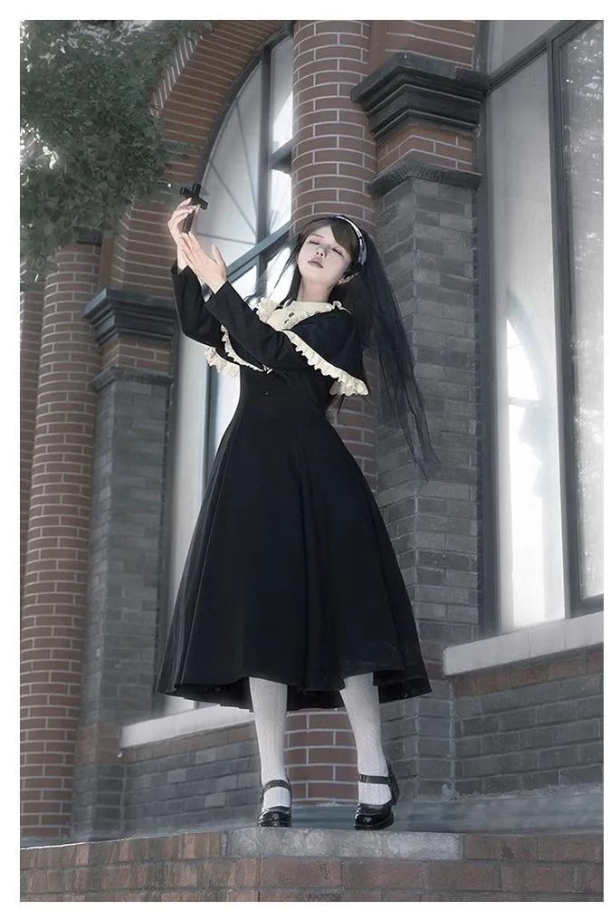 With PUJI~Aria~Gothic Lolita OP Dress Nun Lolita Spring Dress