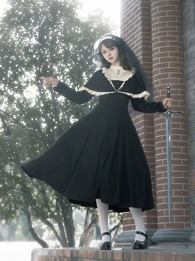 With PUJI~Aria~Gothic Lolita OP Dress Nun Lolita Spring Dress